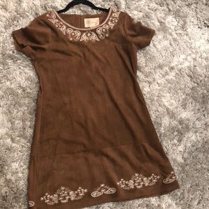 Brown printed velour dress